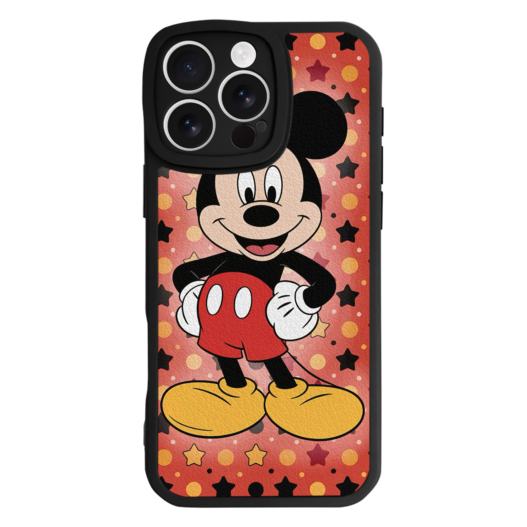 （画像用） ミッキーマウス Mickey Mouse 【iPhone 16シリーズ対応】シリコンスマホケース（レザー調） 材質：シリコン